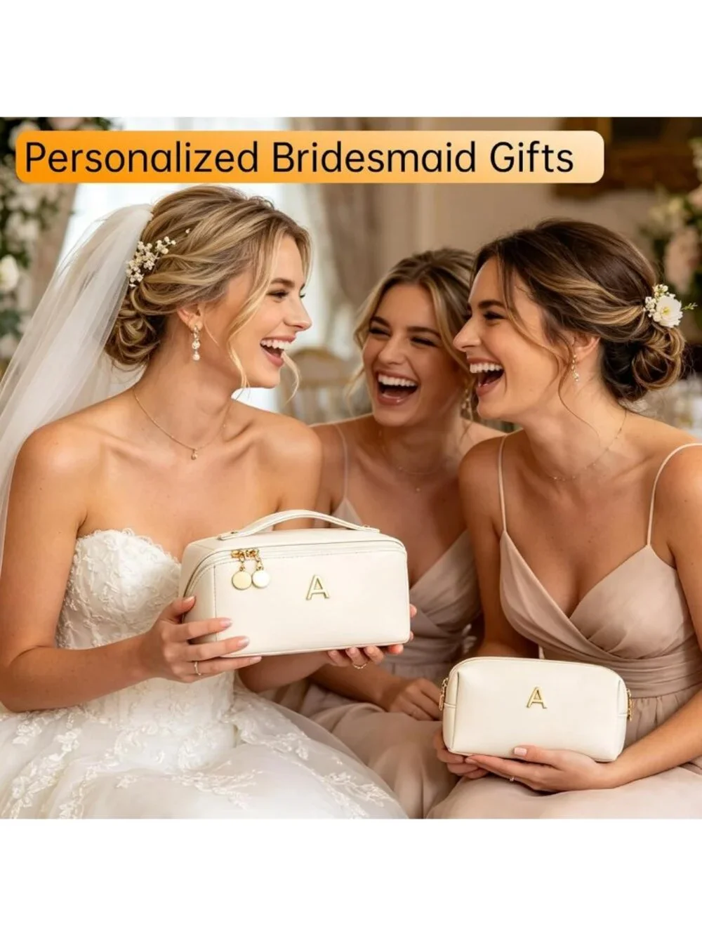 Personalized Waterproof Makeup Bag for Women & Teens | Open Flat Design